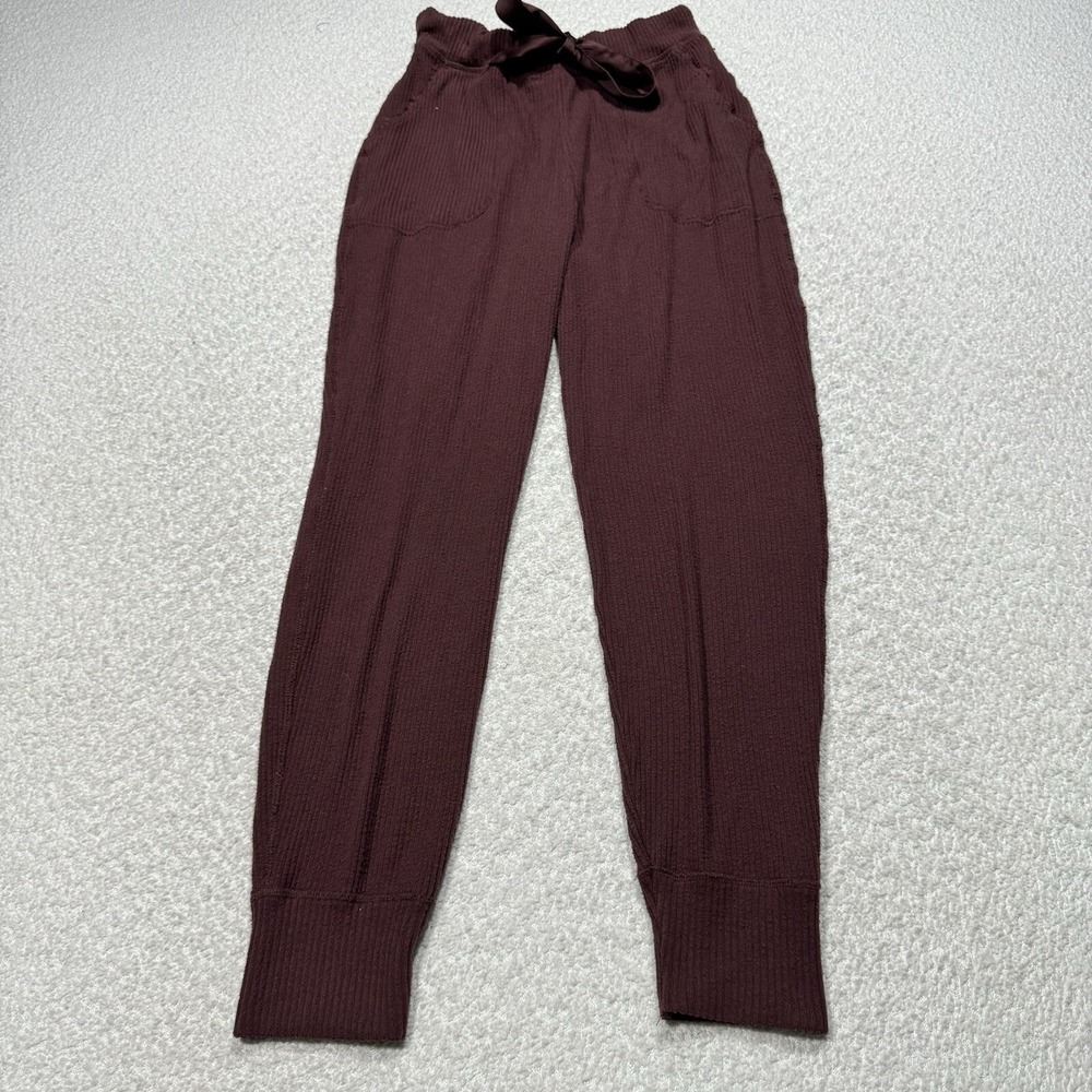 Abercrombie & Fitch Women's Sleepwear Jogger Pants Burgundy Ribbed Pockets Med